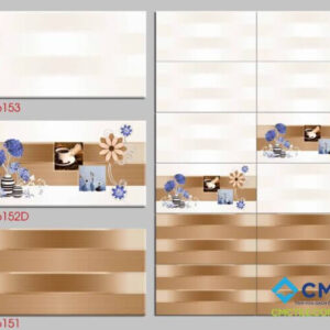 Bộ gạch ốp tường màu nâu đồng, trắng ánh kim và họa tiết xanh tím than LD 36151-52D-53