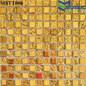 Gạch Mosaic Thủy tinh tĩnh điện vàng 23x23mm MSTT 006