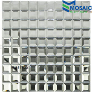 Gạch Mosaic Kim cương vát cạnh-thủy tinh tráng gương trắng 30×30 MSTT 022