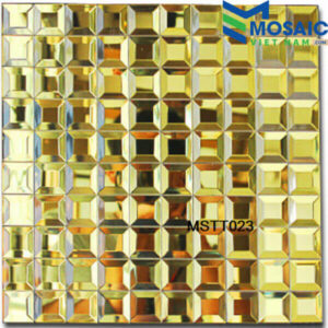 Gạch Mosaic Kim cương vát cạnh-thủy tinh tráng gương vàng 30×30 MSTT 023